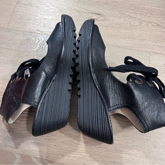 Fly London Yaffa Black Leather Wedge Open Toe Lace Up Sandals 41 - Picture 9 of 11